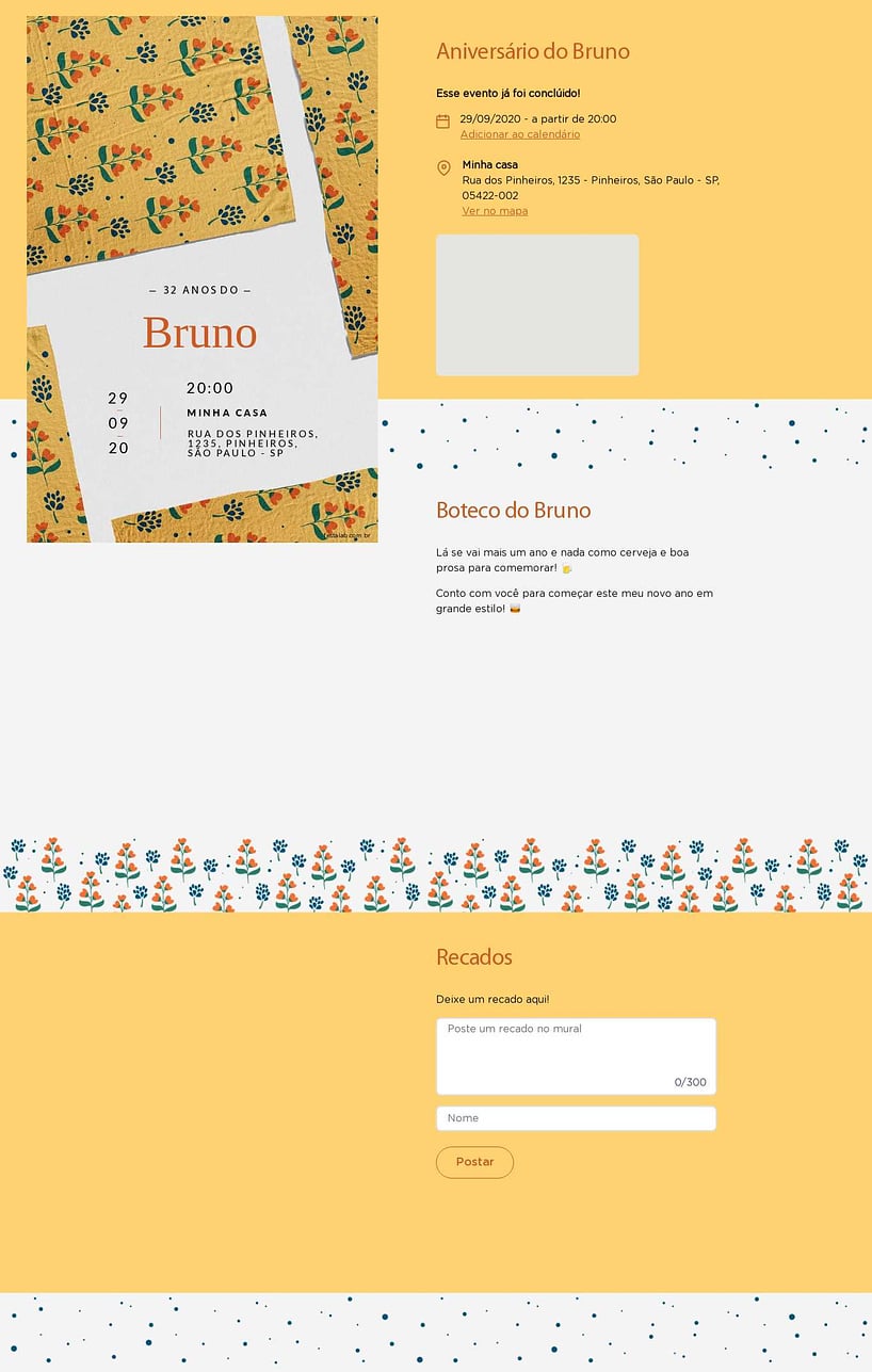Convite online de aniversário - Tecido Floral Amarelo| FestaLab