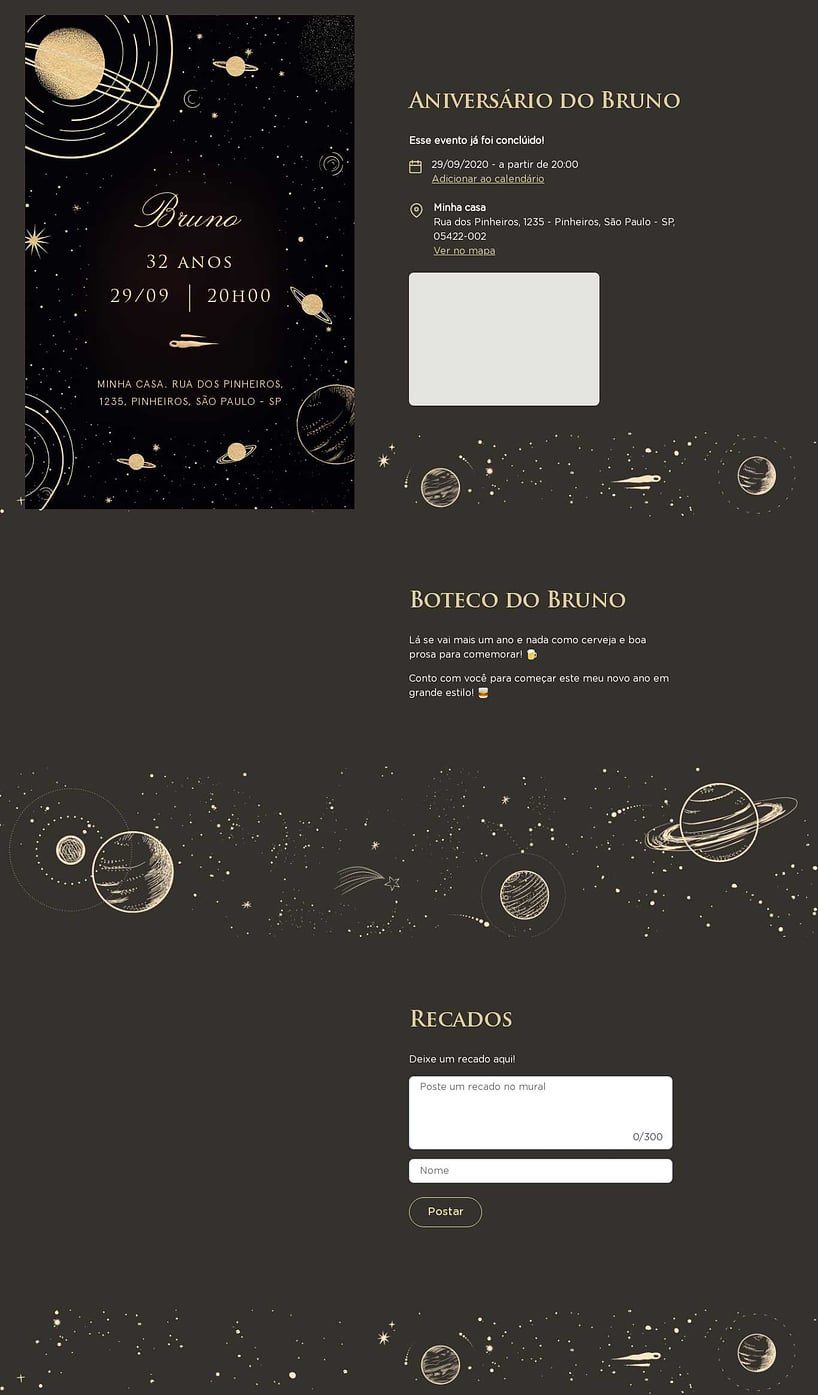 Convite online de aniversário - Universo Místico| FestaLab