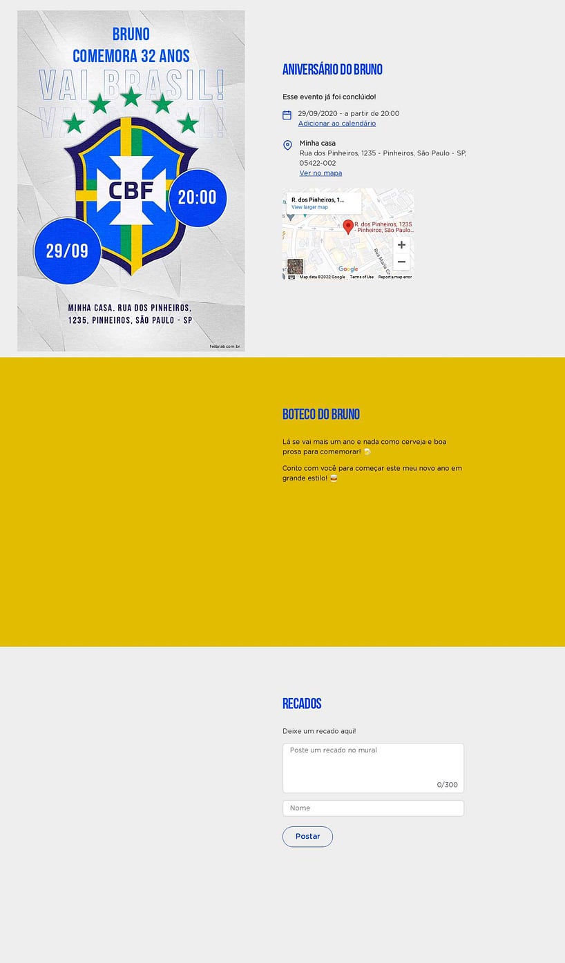 Convite online de aniversário - Vai Brasil - cinza| FestaLab