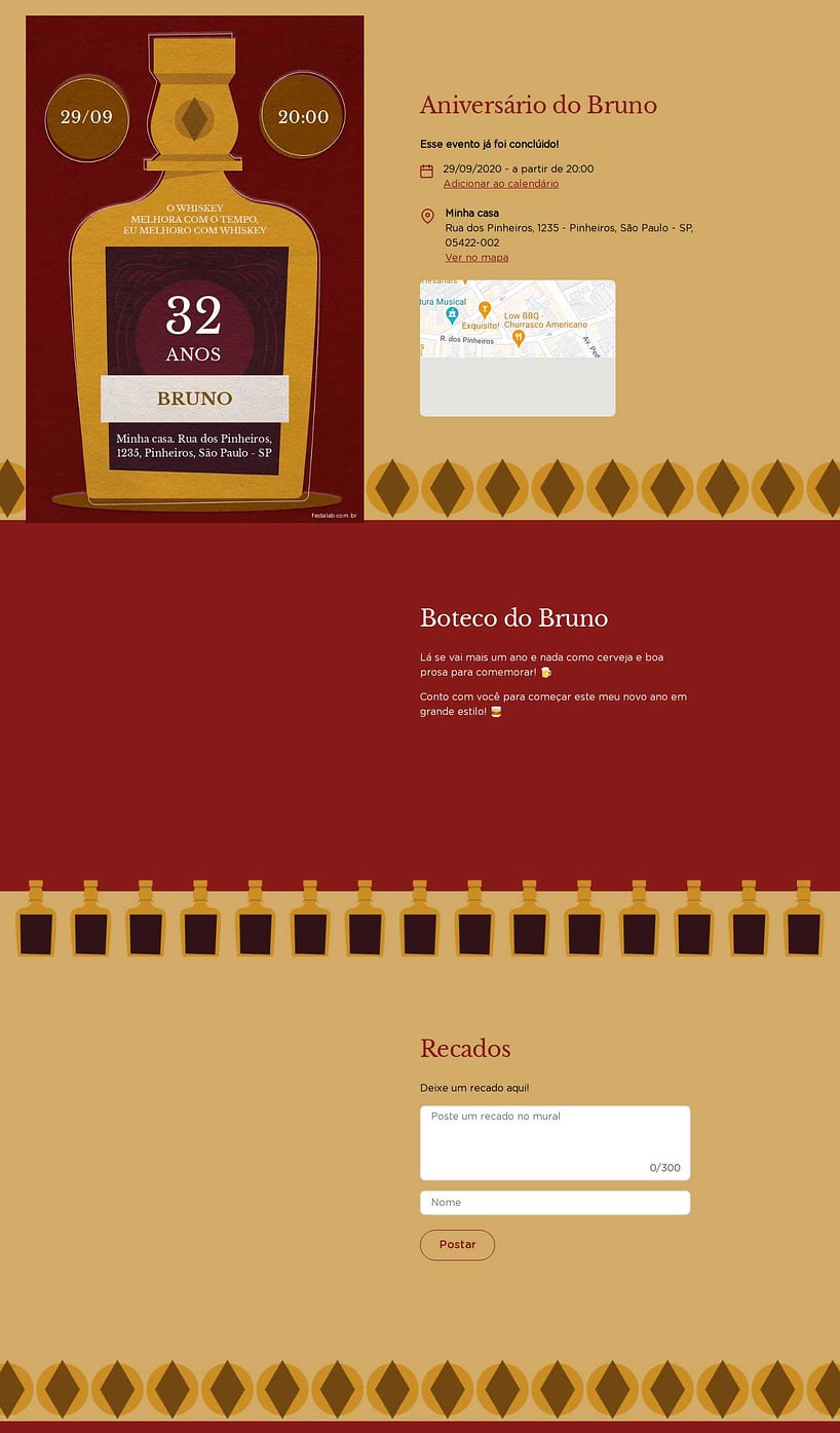 Convite online de aniversário - Whisky vermelho| FestaLab