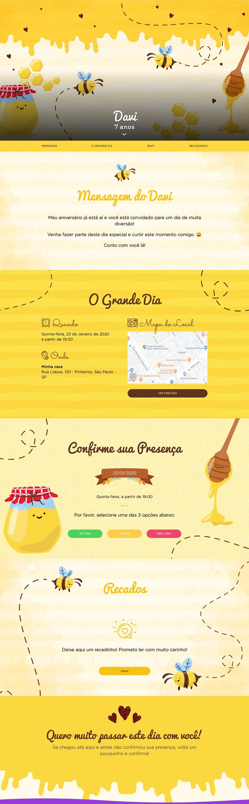 Convite online de aniversário - Abelhinha| FestaLab