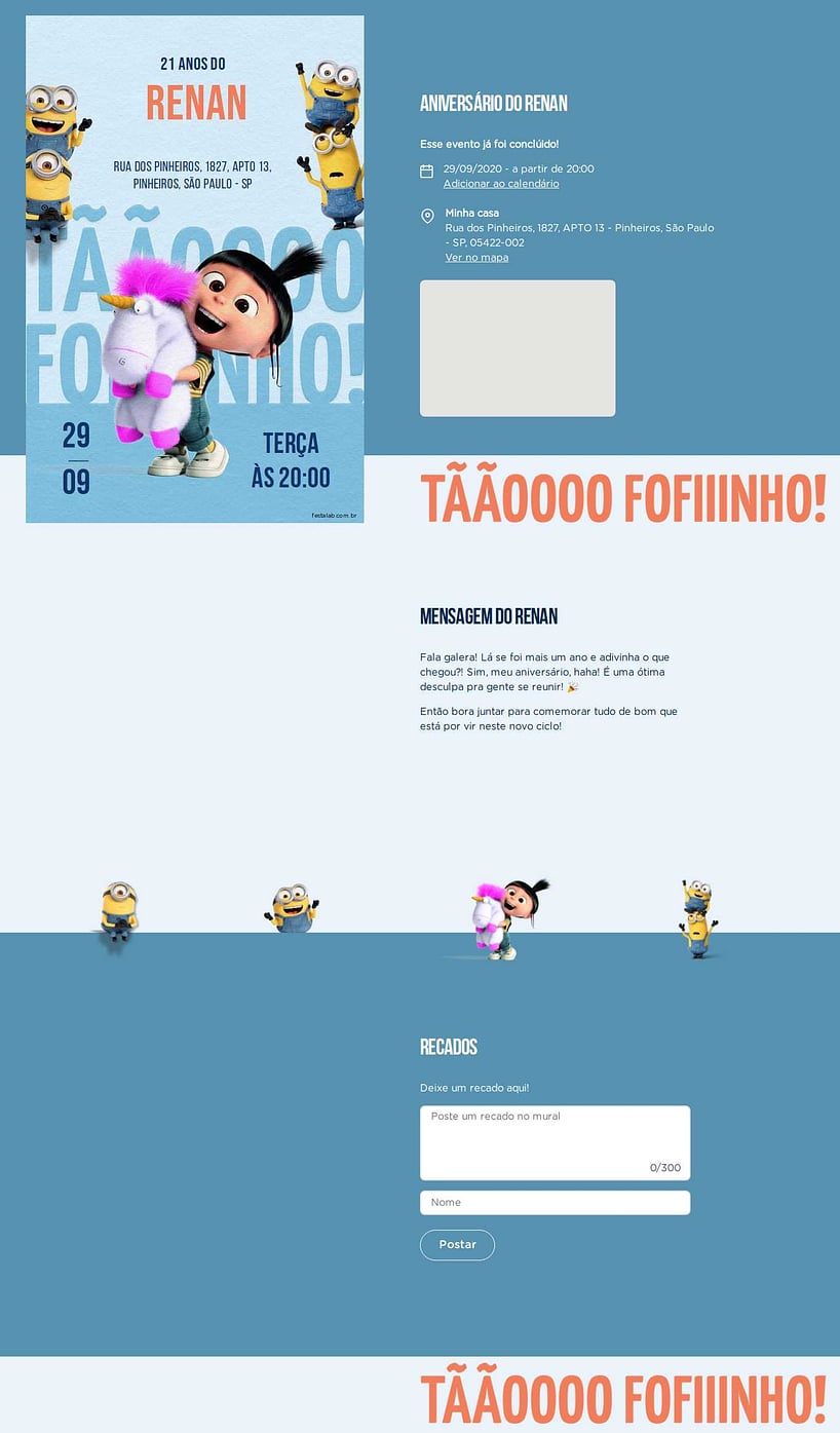 Convite online de aniversário - Agnes Azul| FestaLab