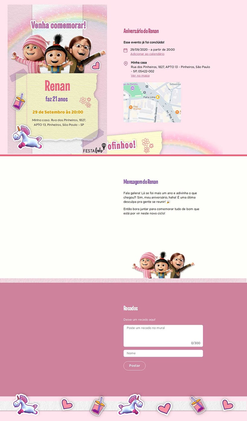 Convite online de aniversário - Agnes e suas irmãs| FestaLab