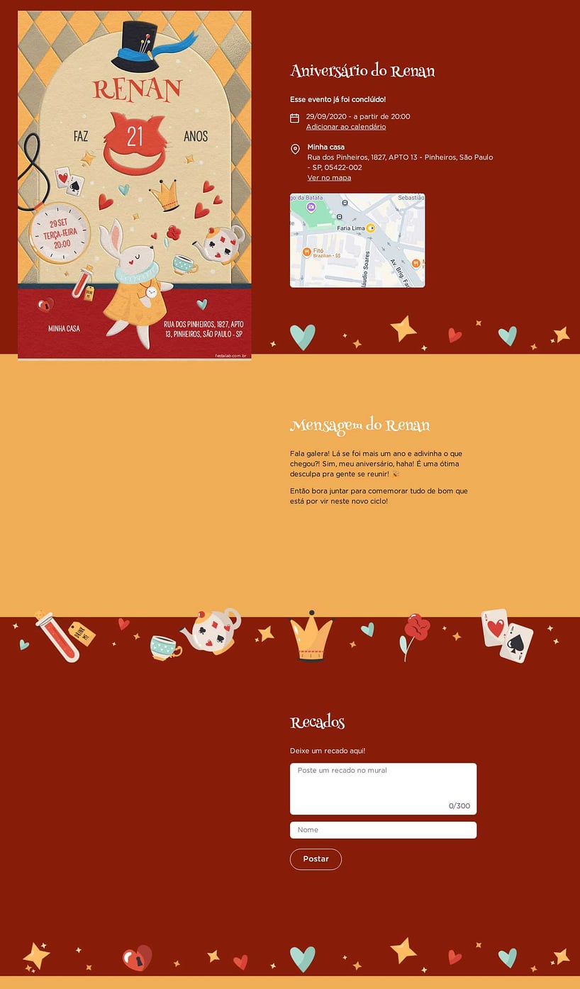 Convite online de aniversário - Um Conto de Sonhos| FestaLab