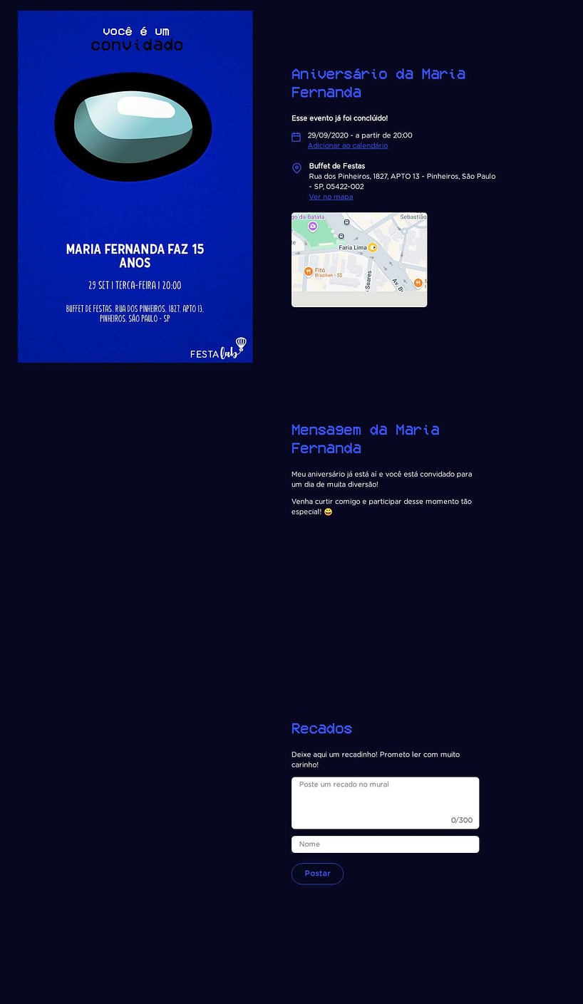 Convite online de aniversário - Among Us: Azul| FestaLab