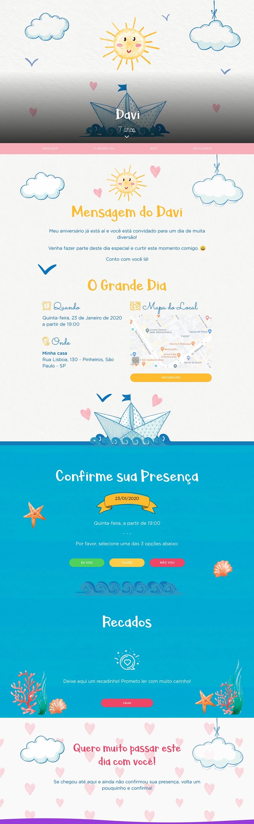 Convite online de aniversário - Aquarela Baby| FestaLab