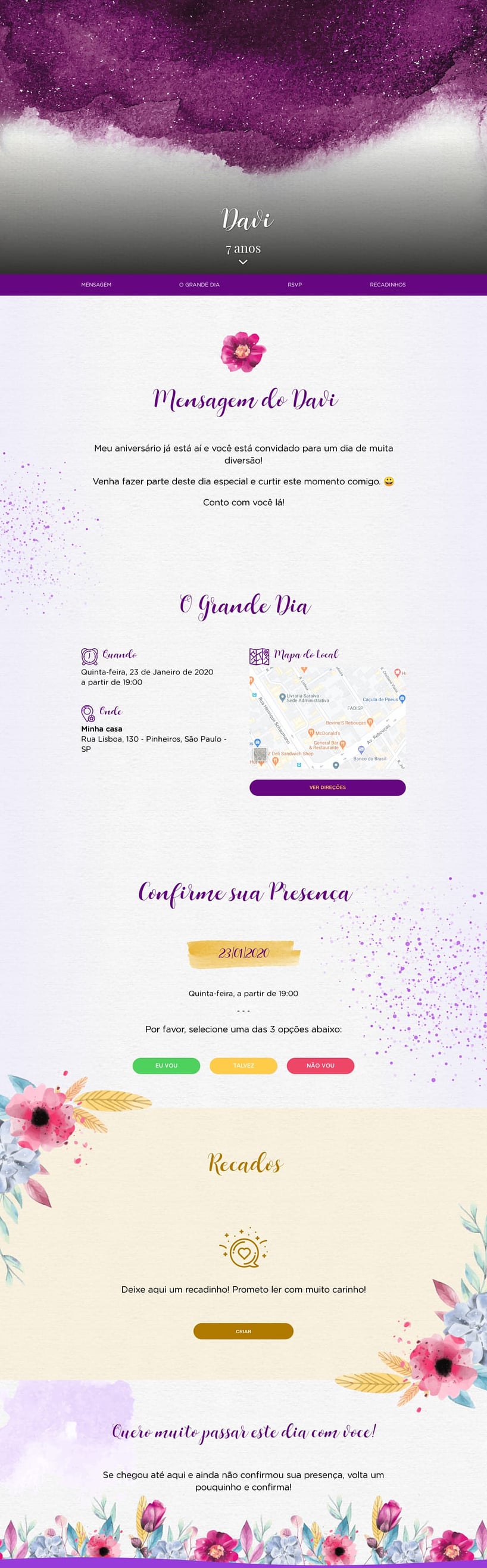 Convite online de aniversário - Aquarela| FestaLab