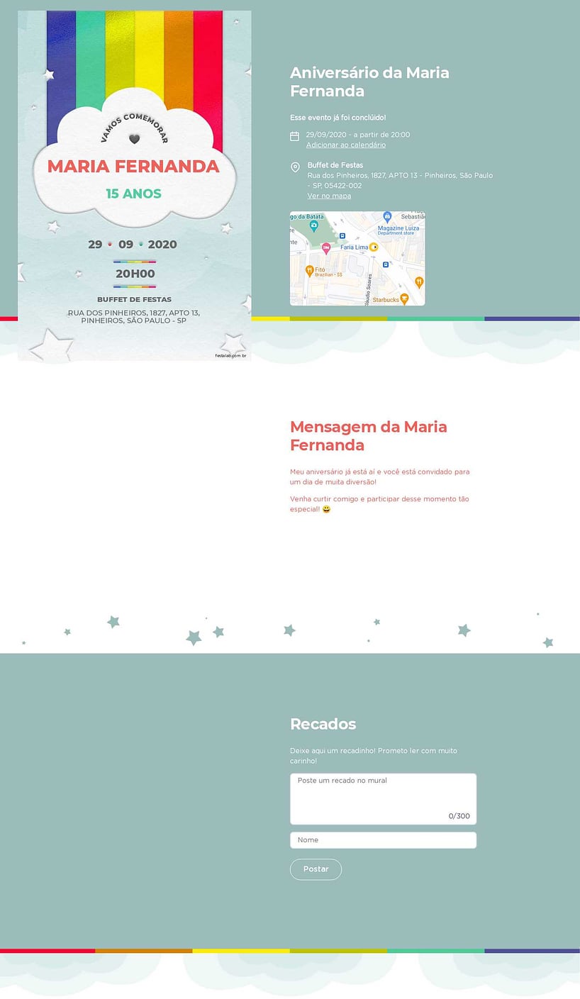 Convite online de aniversário - Arco Iris| FestaLab