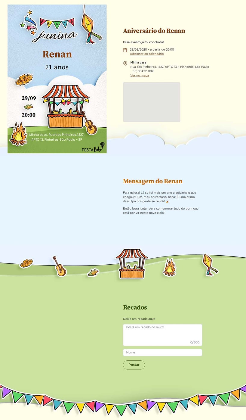 Convite online de aniversário - Arraiá fofo| FestaLab