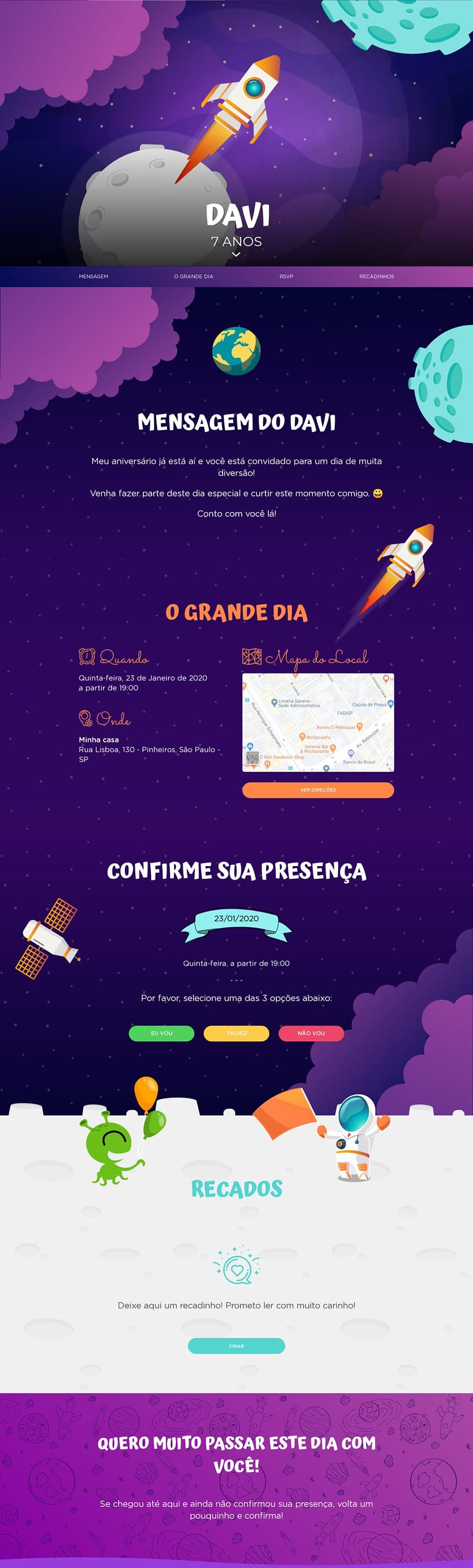 Convite online de aniversário - Astronauta| FestaLab
