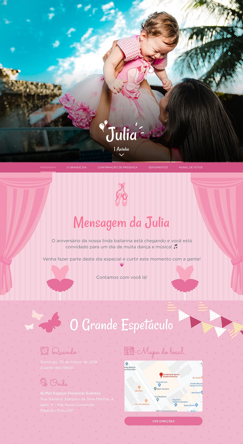 Convite online de aniversário - Bailarina| FestaLab