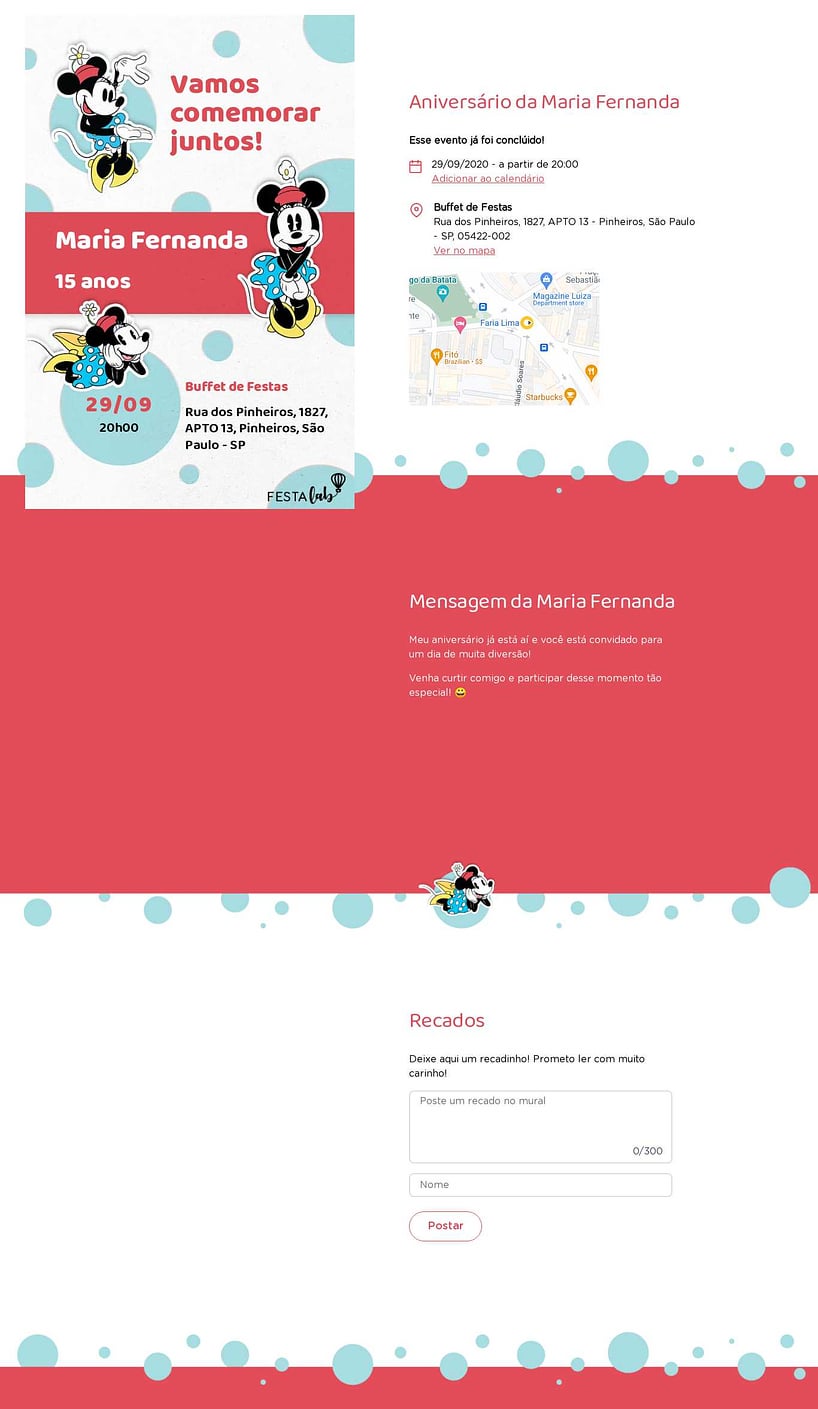 Convite online de aniversário - Bolinhas da Minnie| FestaLab