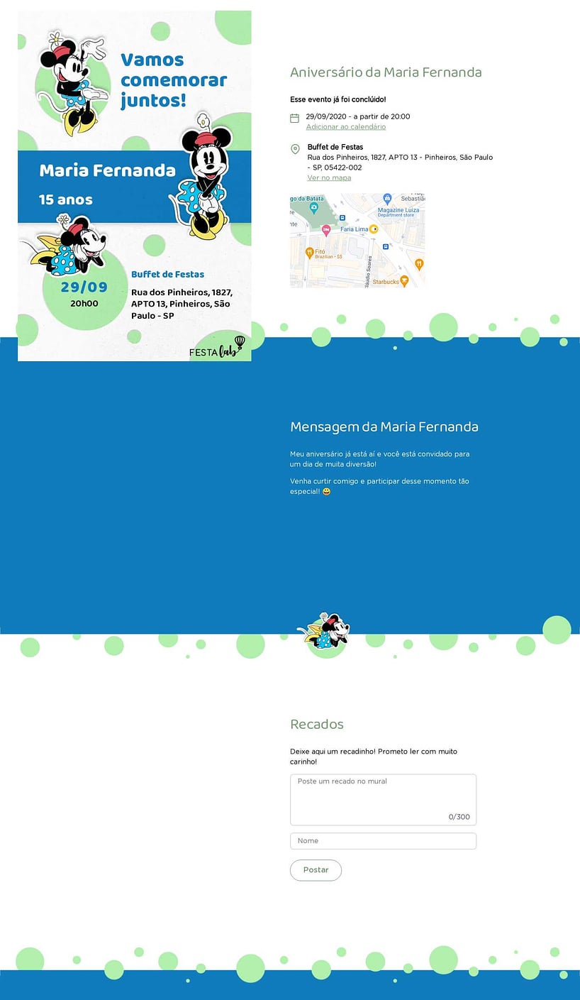 Convite online de aniversário - Bolinhas da Minnie Azul| FestaLab