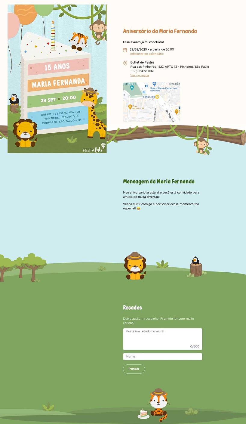 Convite online de aniversário - Bolo no safari| FestaLab