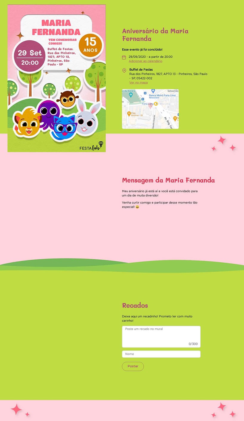 Convite online de aniversário - Bolofofos Rosa| FestaLab