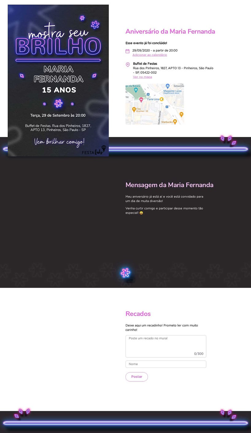 Convite online de aniversário - Brilho Azul| FestaLab