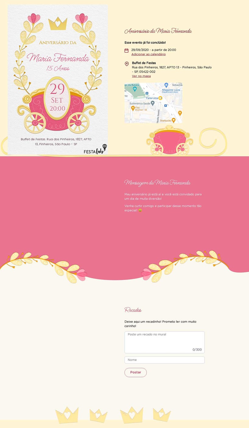 Convite online de aniversário - Carrossel da Realeza| FestaLab