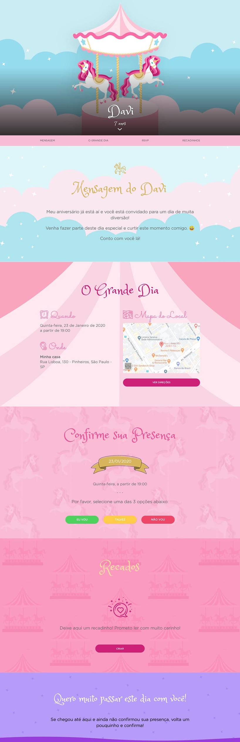 Convite online de aniversário - Carrossel Encantado| FestaLab