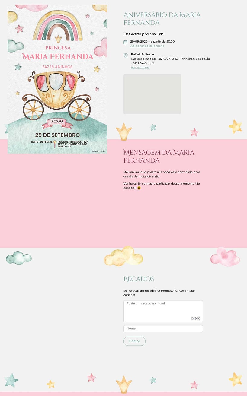 Convite online de aniversário - Carruagem Encantada| FestaLab