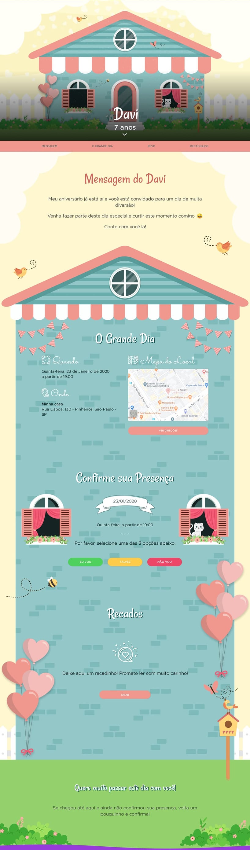 Convite online de aniversário - Casa de Bonecas| FestaLab