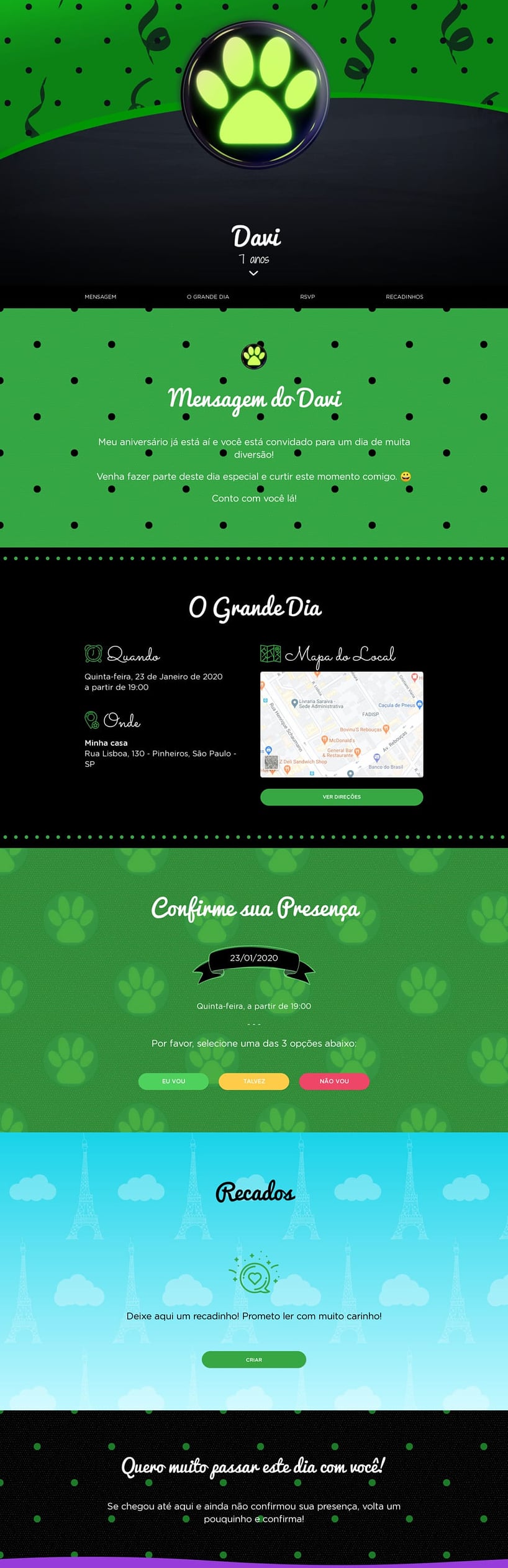 Convite online de aniversário - Cat Noir| FestaLab