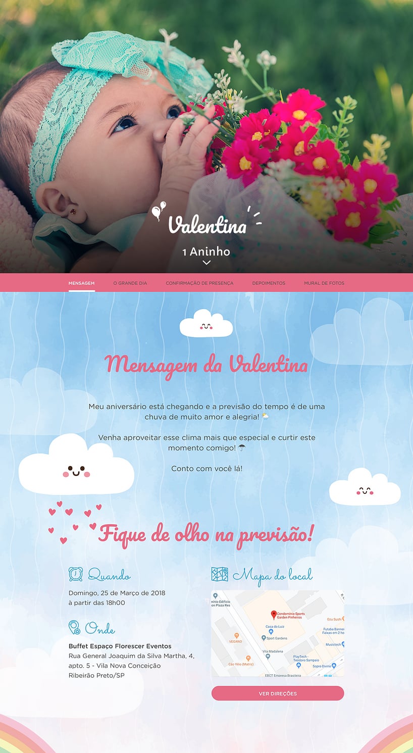 Convite online de aniversário - Chuva de Amor| FestaLab