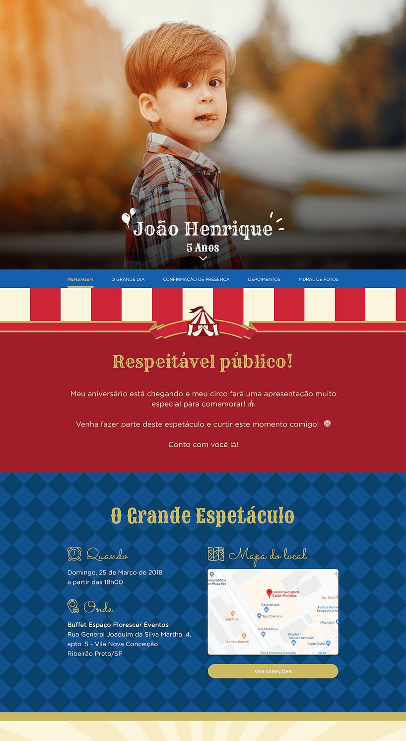 Convite online de aniversário - Uma Festa no Circo| FestaLab