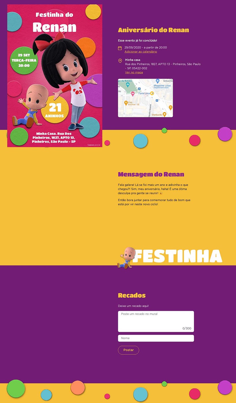 Convite online de aniversário - Cleo & Cuquin rosa| FestaLab