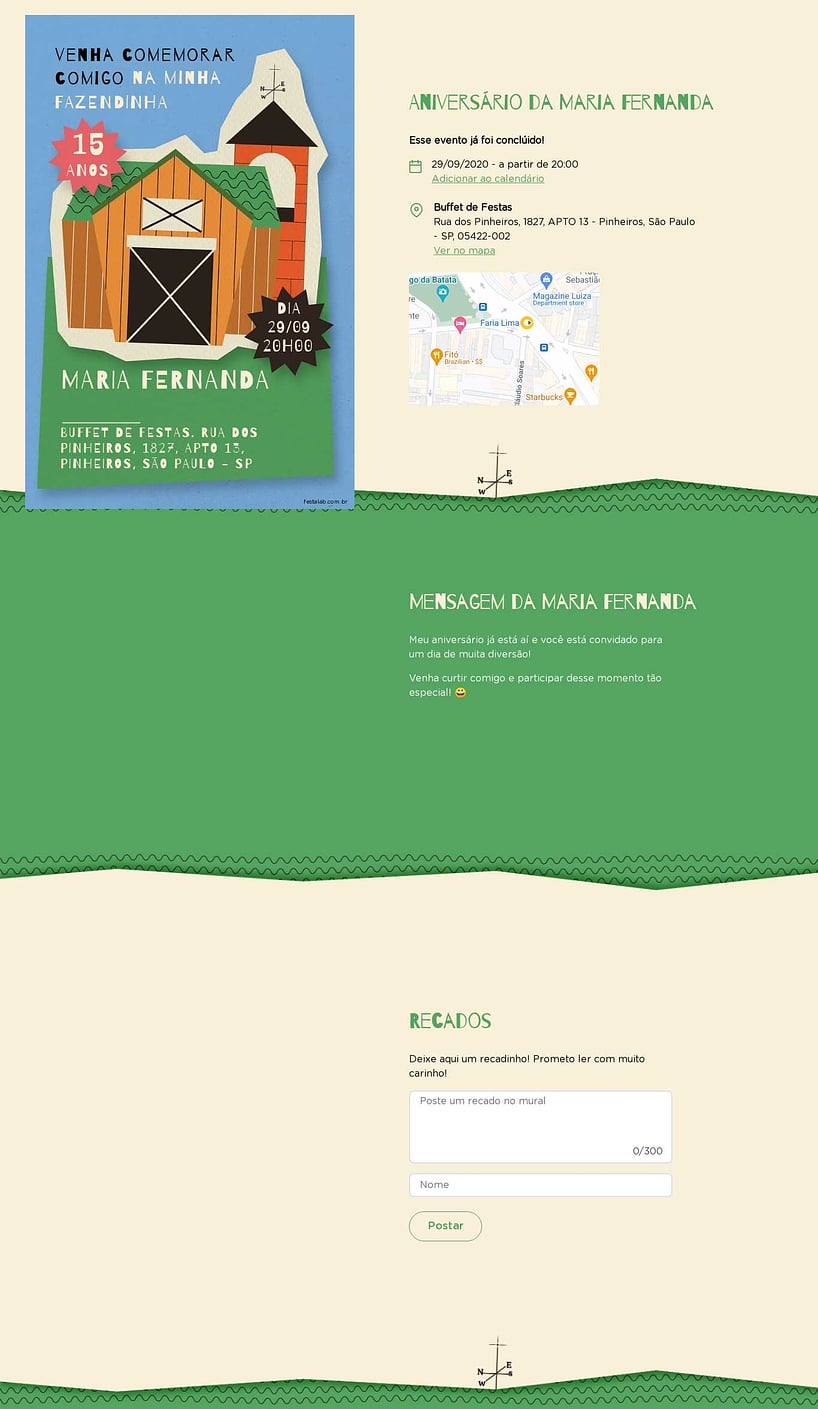Convite online de aniversário - Colagens da Fazenda| FestaLab