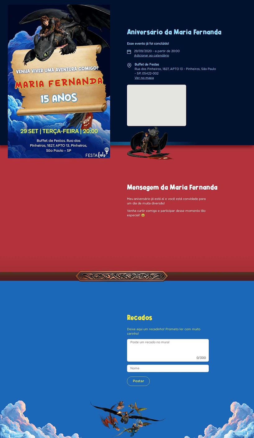 Convite online de aniversário - Como Treinar o Seu Dragão| FestaLab