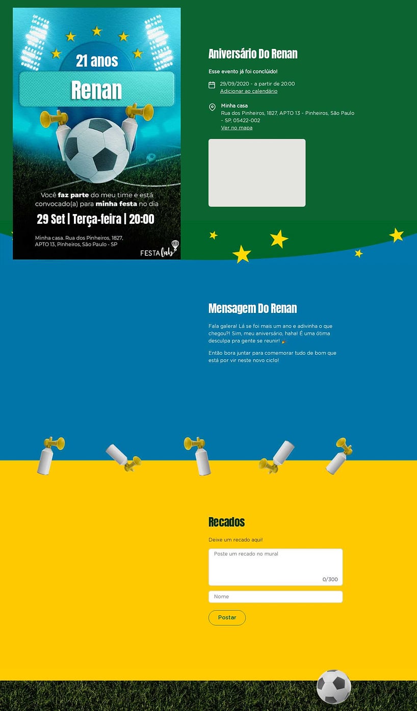 Convite online de aniversário - Convocado Futebol| FestaLab