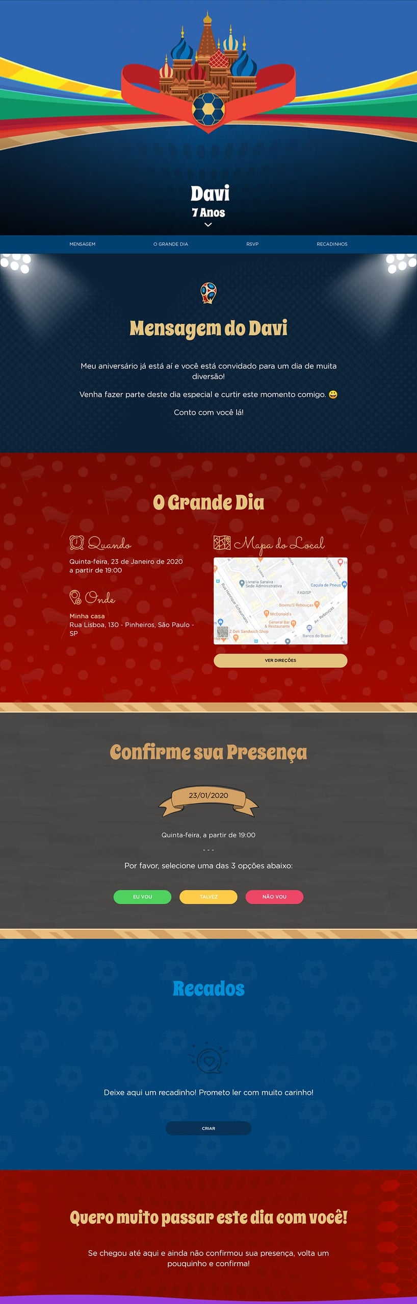 Convite online de aniversário - Copa do Mundo - Rússia| FestaLab