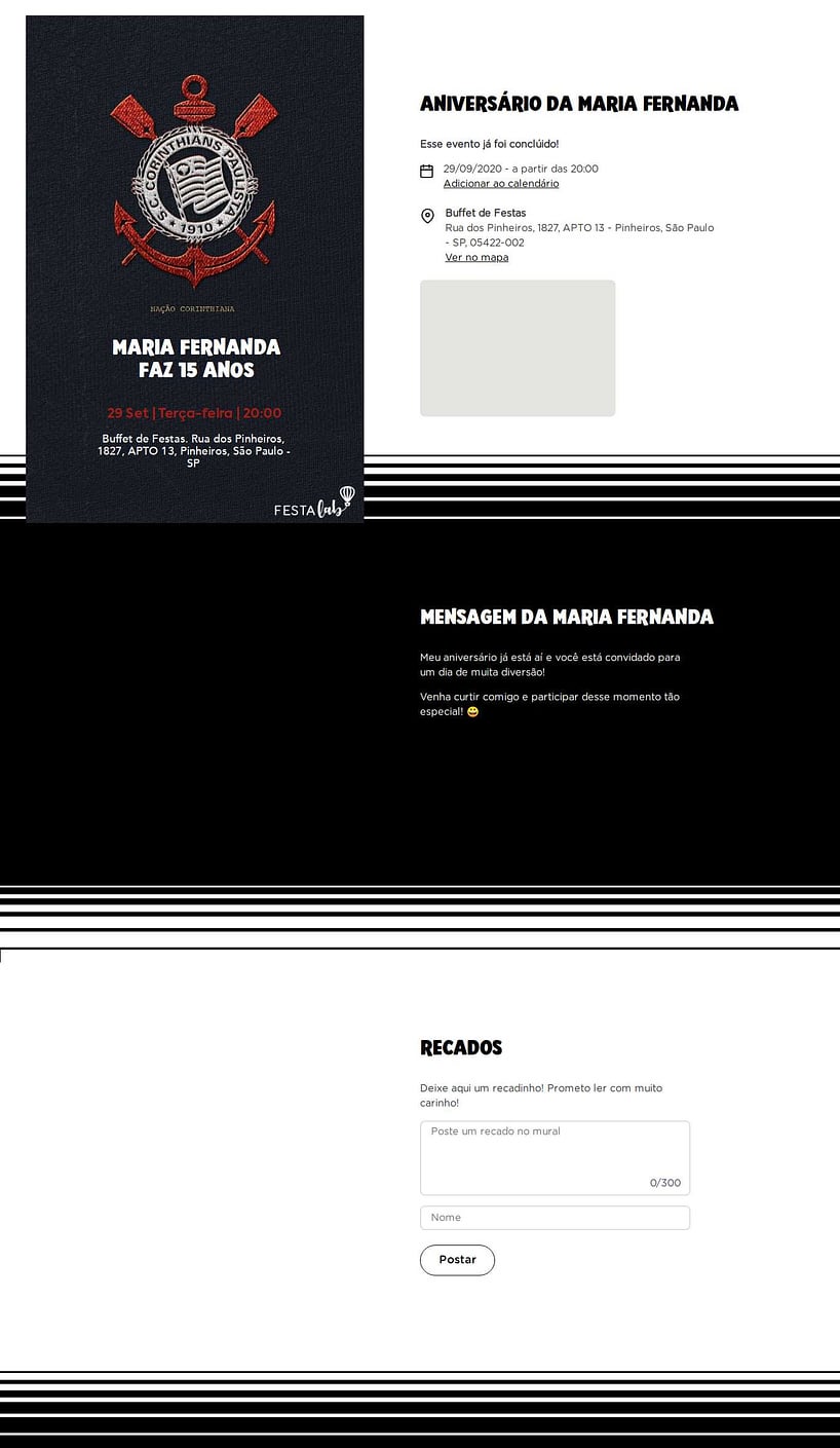 Convite online de aniversário - Corinthians camisa| FestaLab