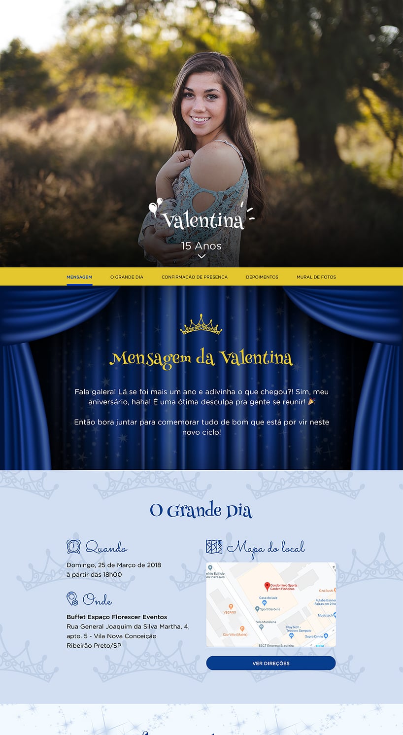 Convite online de aniversário - Debutante - Realeza| FestaLab