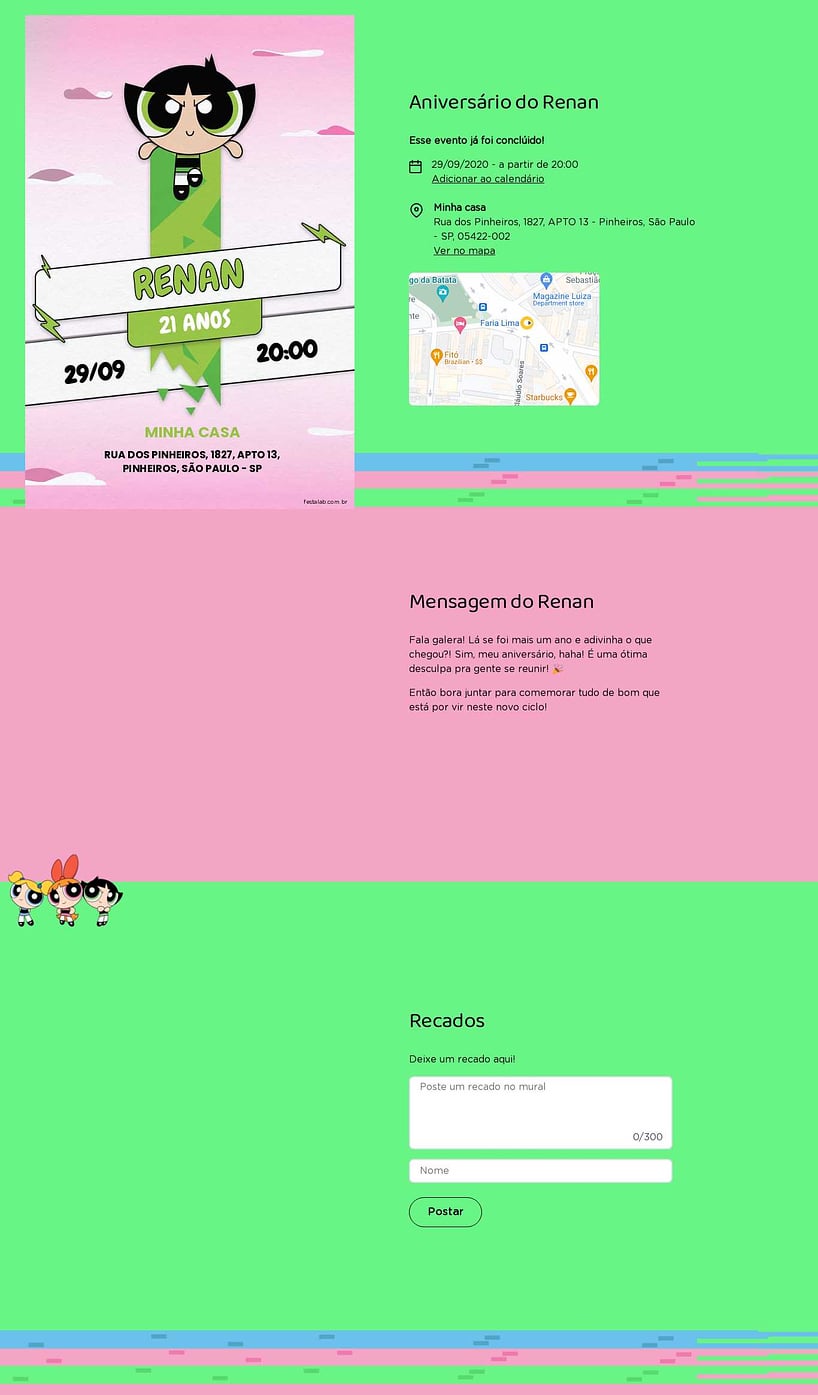 Convite online de aniversário - Docinho| FestaLab