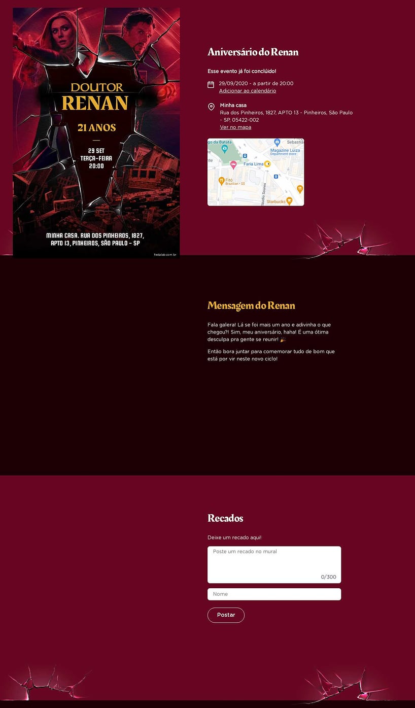 Convite online de aniversário - Doutor estranho| FestaLab