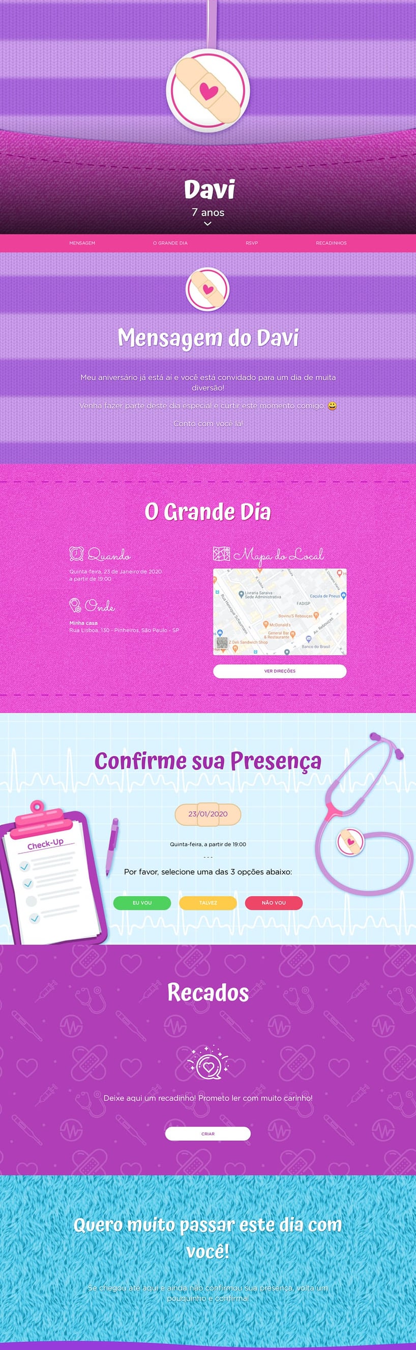 Convite online de aniversário - Doutora Brinquedos| FestaLab