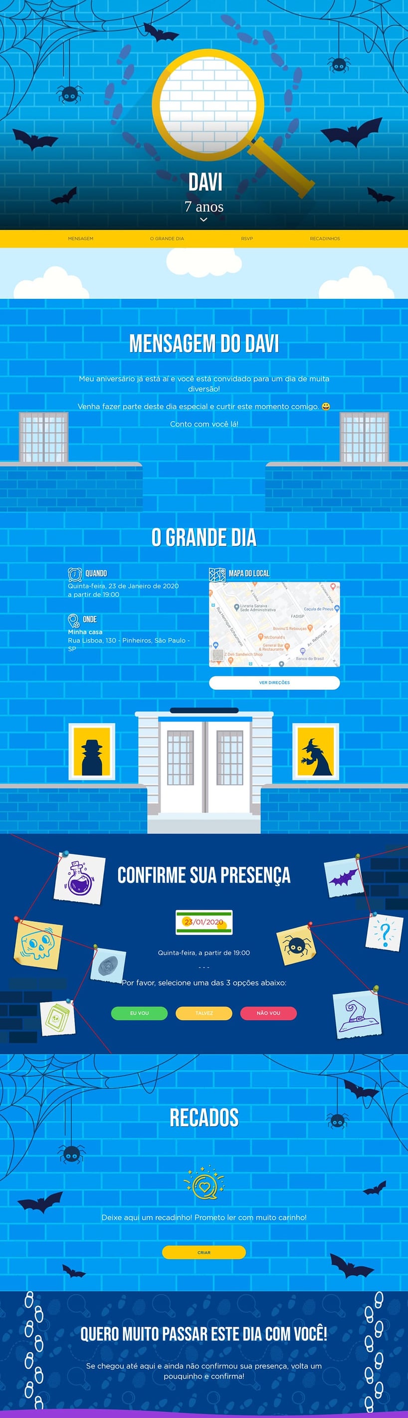 Convite online de aniversário - D.P.A.| FestaLab