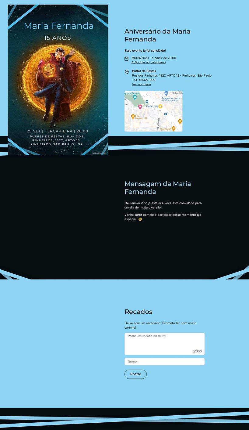 Convite online de aniversário - Dr. Estranho Azul| FestaLab