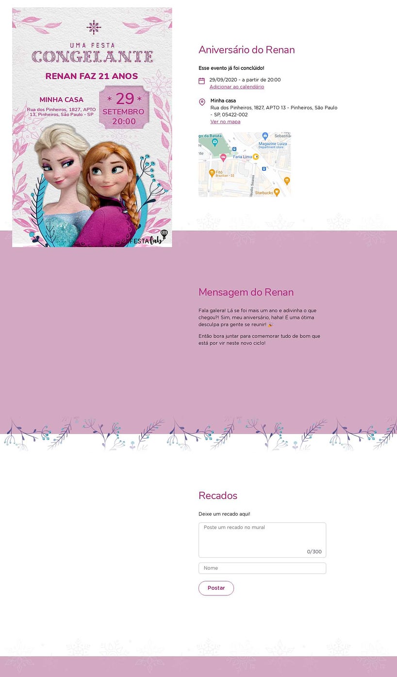 Convite online de aniversário - Elsa e Anna rosa| FestaLab