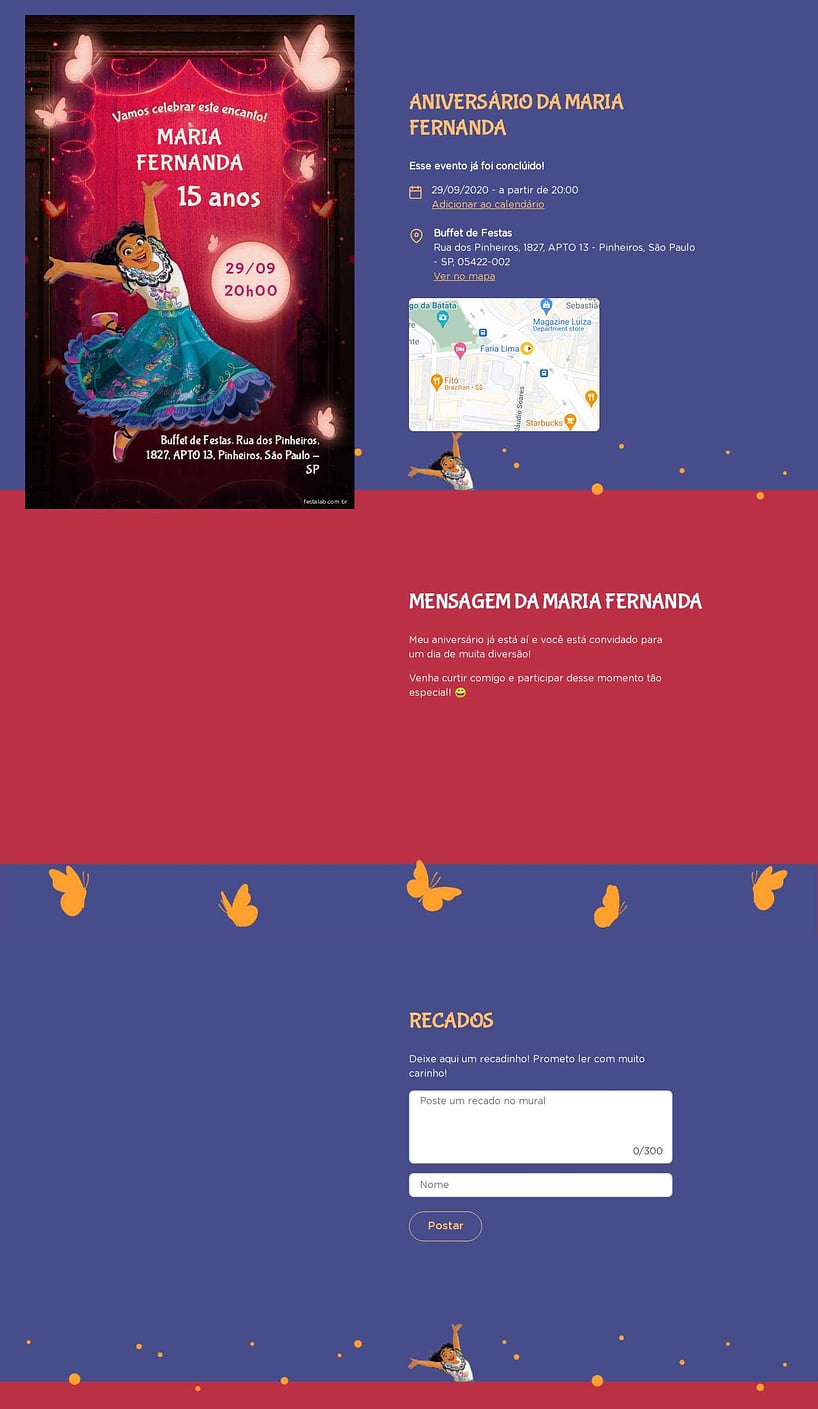 Convite online de aniversário - Encanto da Mirabel Rosa| FestaLab