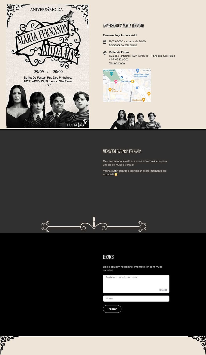 Convite online de aniversário - Familia Addams| FestaLab