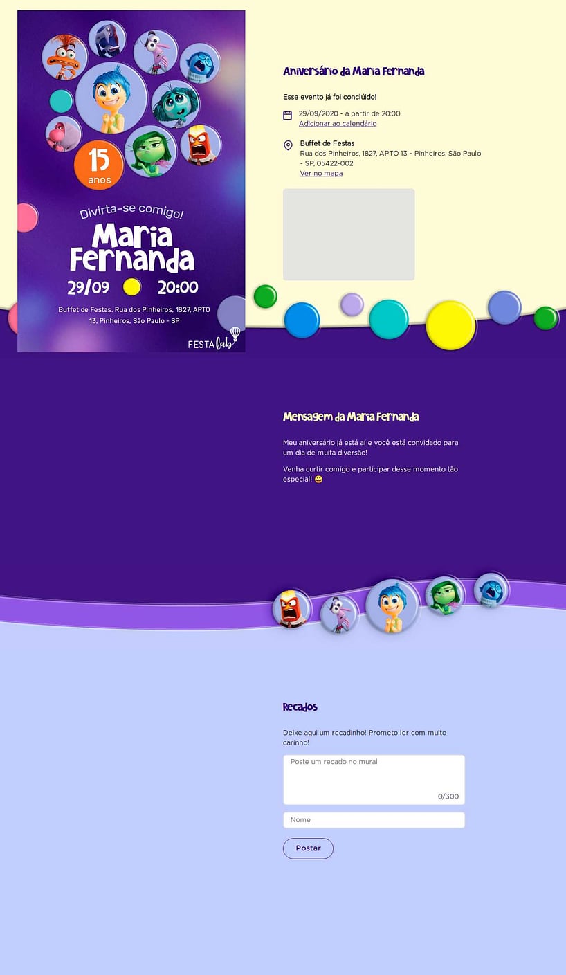 Convite online de aniversário - Festa dos Divertidamentes| FestaLab