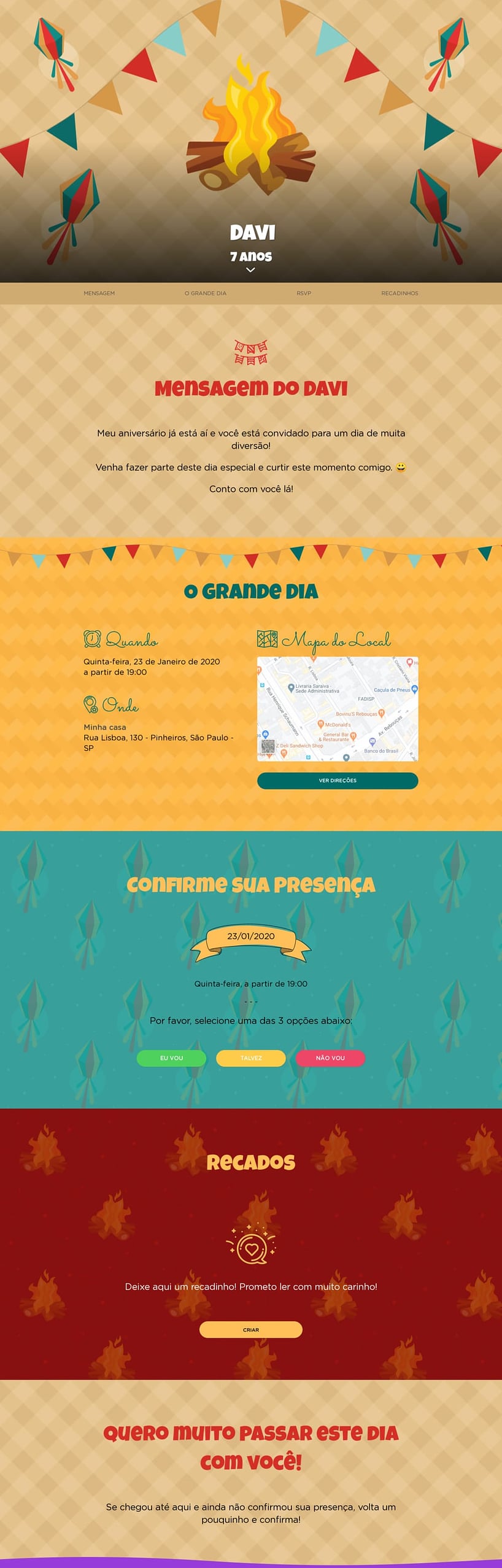Convite online de aniversário - Festa Junina na Roça| FestaLab