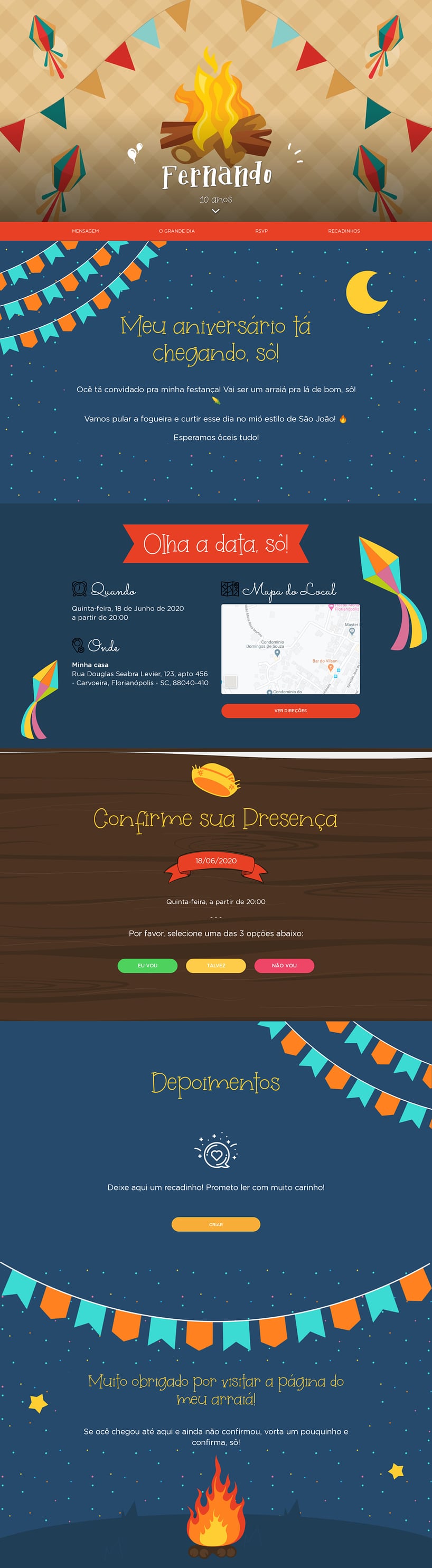 Convite online de aniversário - Noite de São João| FestaLab