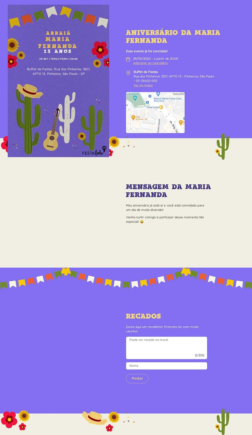 Convite online de aniversário - Festa Junina Nordeste| FestaLab