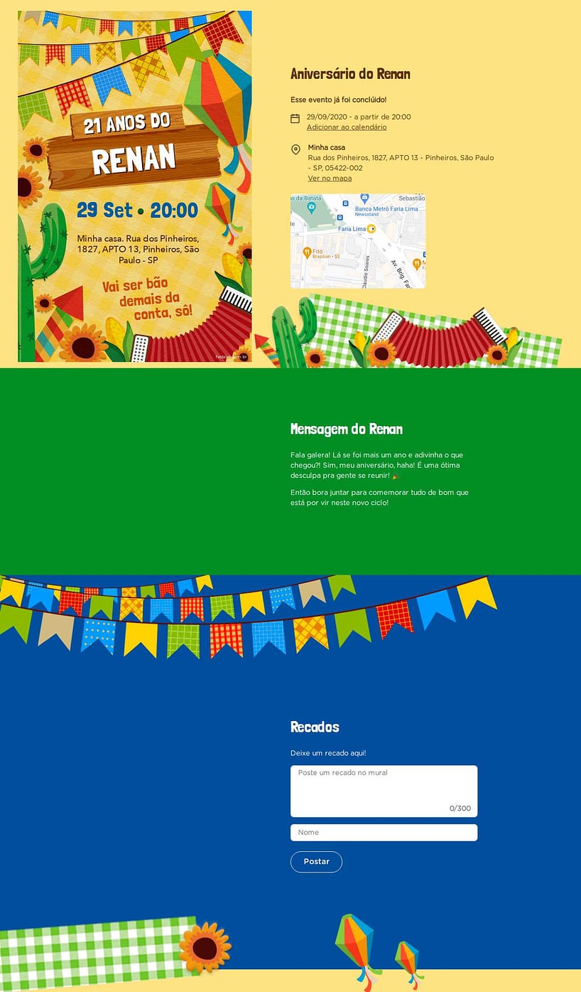 Convite online de aniversário - Festa Junina| FestaLab