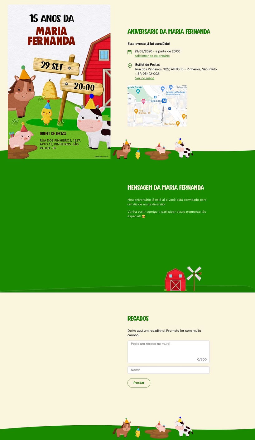 Convite online de aniversário - Festa na Fazendinha| FestaLab