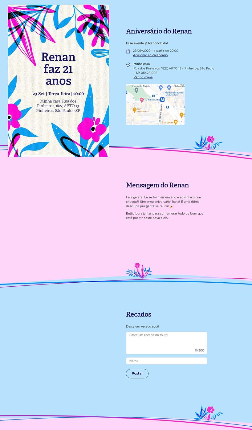 Convite online de aniversário - Floral| FestaLab