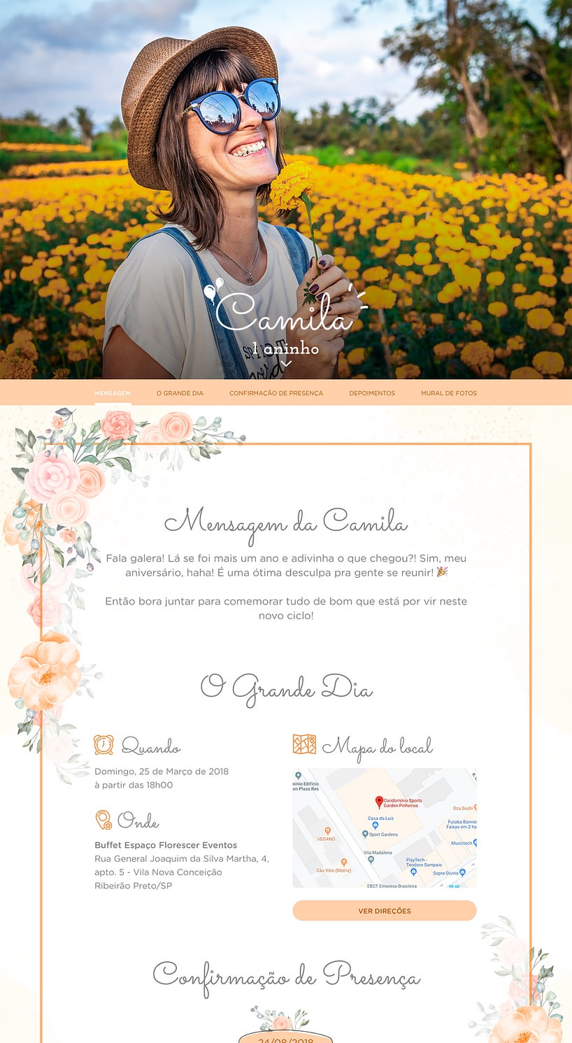 Convite online de aniversário - Caminho das Flores| FestaLab